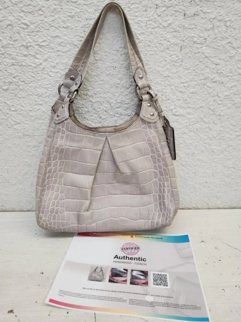 Vintage Coach Madison Maggie Crocodile-Embossed Leather Bag | Authenticated